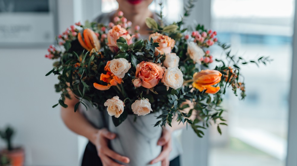 Woman holding flowers